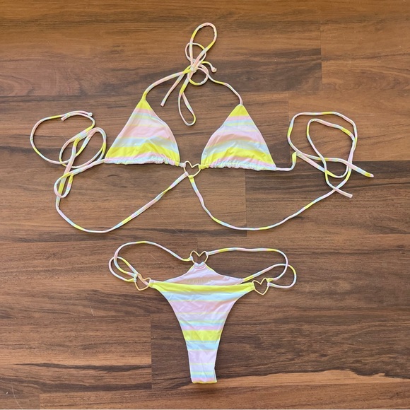 Frankies bikini rainbow pastel swim